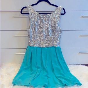 Juniors Sequin Seafoam Wedding Dress
